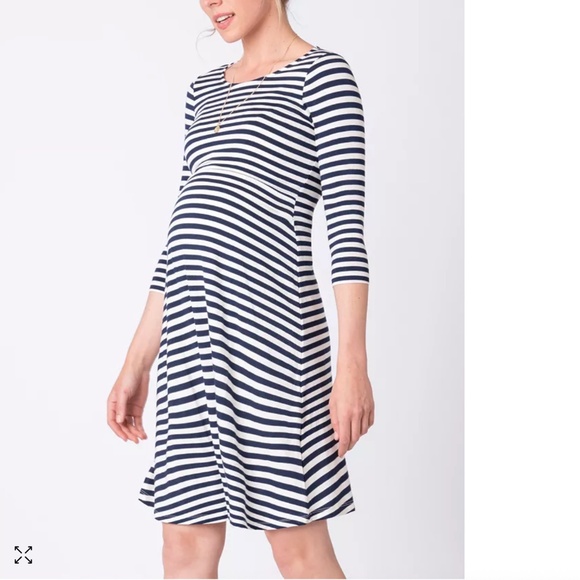 Seraphine | Striped Maternity Nursing Dress - Picture 1 of 8